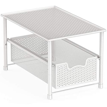  Tackable Under Sink Cabinet Sliding Basket Organizer Drawer, White