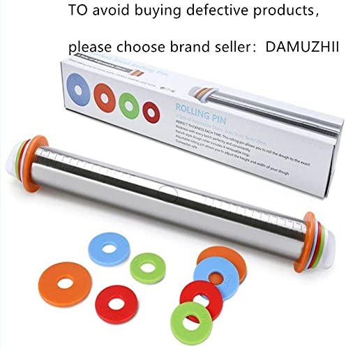  Rolling Pin Nonstick And Silicone Baking Pastry Mat Combo Kit, Adjustable Rolling Pin With Thickness Rings, Rolling Pin For Baking Fondant, Pizza, Pie, Pastry, Pasta, Dough, Cookies (red)