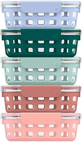  Duraglass Meal Prep Sets- Glass Food Storage Containers With Silicone Sleeves And Airtight BPA-Free Plastic Lids, Dishwasher, Microwave, And Freezer Safe