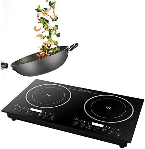  V Portable Multifunctional Countertop Double Burner Digital Sensor Touch Electric Dual Induction Cooker Digital Countertop Double Burner Cooktop With Kids Safety Lock Black