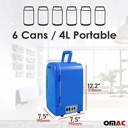  Mini Fridge 4 Liter AC/DC Power Portable Thermoelectric Cooler And Warmer Personal Refrigerators 12V Blue | Small Freezer For Skincare Beverage Food Cosmetics Camping Home Dorm Office And Car