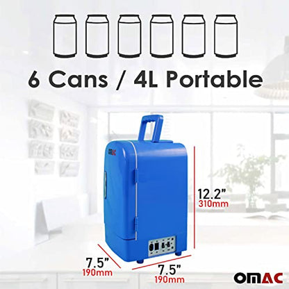  Mini Fridge 4 Liter AC/DC Power Portable Thermoelectric Cooler And Warmer Personal Refrigerators 12V Blue | Small Freezer For Skincare Beverage Food Cosmetics Camping Home Dorm Office And Car