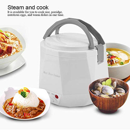  Mini Rice Cookers 24V 1.3 L Electric Rice-cooker Food Steamer For Truck Car Cooking For Soup Porridge Rice Noodles Portable 180W(white)