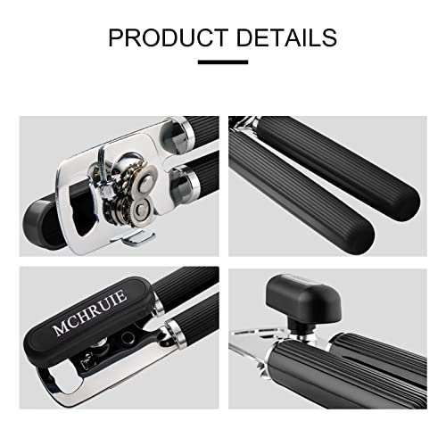  Can Opener Manual - Handheld Strong Heavy Duty Can Opener, Can Openers Smooth Edge With Sharp Blade, Oversized Easy To Use Turn Knob, Upgrade Manual Can Openers For Seniors With Arthritis (Black)
