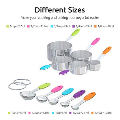 10 Piece Measuring Cups And Spoons Set In 18/8 Stainless Steel