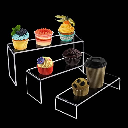  Acrylic Display Risers 2 Sets - 9'' Risers For Display Clear Acrylic Risers For Display Thicken Acrylic Shelf Riser For Figure Collection Jewelry Cup Perfume Cake Buffet 6pcs 3 Assorted Sizes
