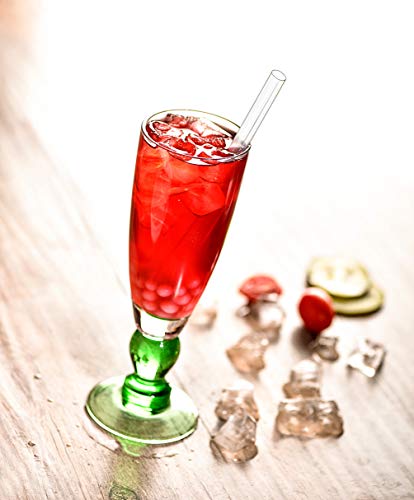  6 Pieces 8.5 Inches X 10 Mm Glass Straws, Perfect For Cold/Hot Beverages Such As Smoothies, Milkshakes, Teas And Juices