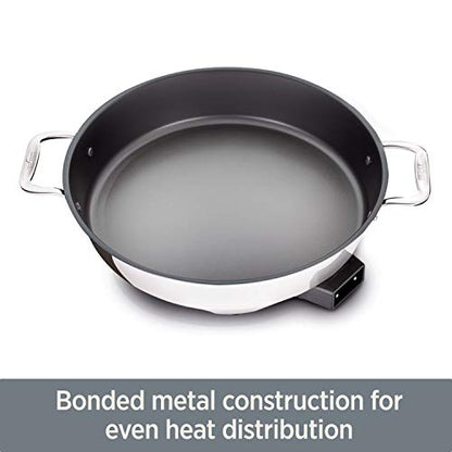  Electrics Stainless Steel And Nonstick Surface Skillet 7 Quart 1800 Watts Temp Control, Cookware, Pots And Pans, Oven, Broil, Dishwasher Safe