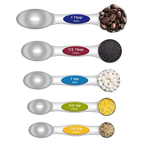  Kitchen Stainless Steel Baking Measuring Spoon &Cups Set For Dry Or Liquid (5 Pcs, Mixed Color)