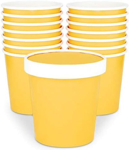  Ice Cream Containers With Lids - 16 Oz Pint Disposable Ice Cream Storage Container For Homemade Icecream. Freezer-Safe Paper Tub With Lid For Frozen Desserts Yoghurt (Assorted, 24)