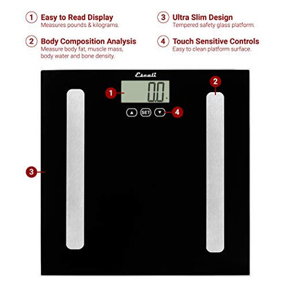  Complete Health Body Composition Scale With Bioelectrical Impedance Analysis Technology, Measures Body Fat Percentage, Body Water, Lean Muscle And Total Bone Mass