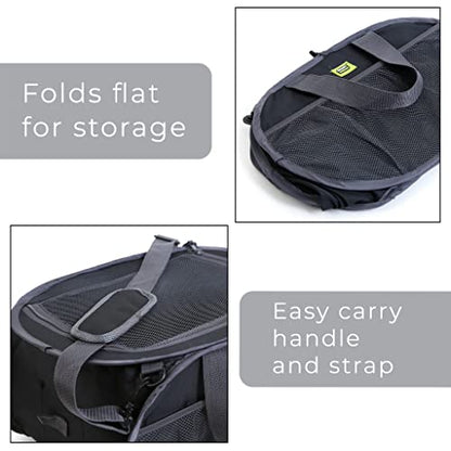  Pop Up Compact Tote Organizer Bag With Shoulder Strap And Easy To Carry Handles - Heavy Duty Foldable Material - Shopping, Travel, And More - Home Organization - 17 X 11.5 Inch - Black