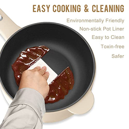  Dezin Electric Hot Pot, 1.8L Non-Stick Sauté Pan, Rapid Noodles Cooker, Mini Pot For Steak, Egg, Fried Rice, Ramen, Oatmeal, Soup With Power Adjustment, College Dorm Room Essential(Egg Rack Included)