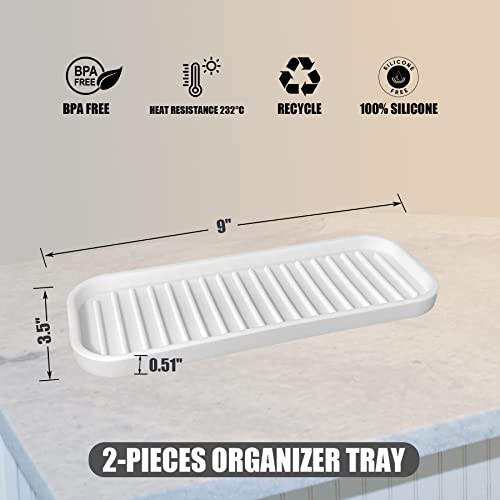  Silicone Sponge Holder, Tray For Soap And Sponge, Kitchen Sink Tray, Accessories To Help You Clean Kitchen Sink, Sink Sponge Rack（White, 2 Pack）