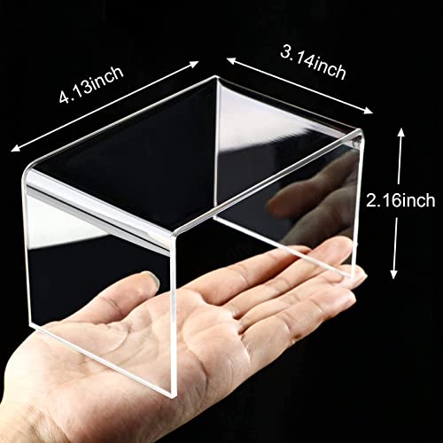  2 Sets Clear Acrylic Display Risers, Jewelry Display Riser Shelf Showcase Fixtures (Medium Set, Clear)