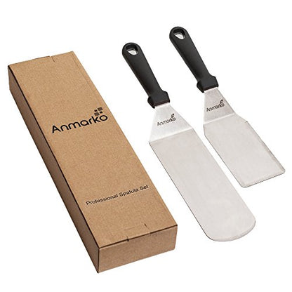  Spatula Turner Stainless Steel - Metal Spatula Set - Hibachi Spatula Great As BBQ Grill Accessories For Grill And Flat Top Griddle