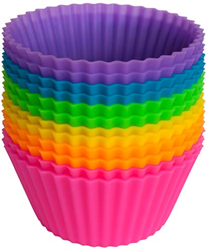  Silicone Cupcake Liners For Baking And Bonus Gift Jar, Pack Of 12 Reusable Muffin Liners Baking Cups Molds For Baking, Bento Lunch Box Accessories, Moldes De Silicona Para Reposteria