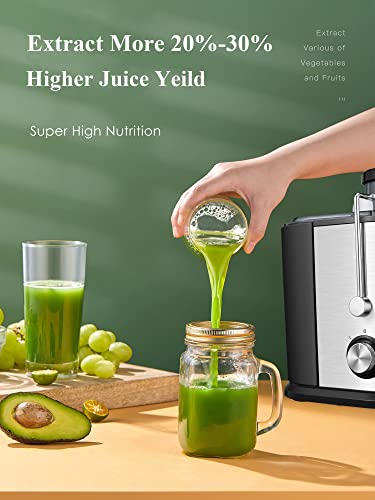  Cer, Juicer Machines Easy To Clean, 3" Feed Chute Juicer Extractor For Whole Vegetable And Fruit, 2 Speeds Control For Soft & Hard Fruits, With Brush Easy To Clean, Anti-drip & Anti-slip Function