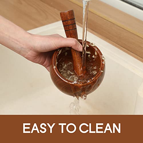  Wood Mortar And Pestle Set, Wood Grinder Bowl For Guacamole, Salsa, Herb Crusher And Pill