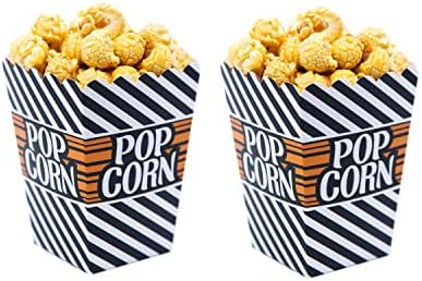  Black Popcorn Boxes - Paper Popcorn Box - Small Movie Theater Popcorn Containers, Carnival Circus Party Supplies,Pack Of 36