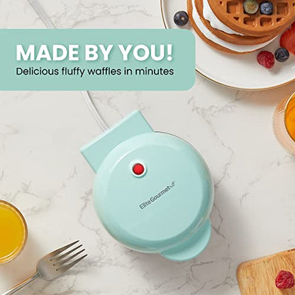  WM013M# Electric Nonstick Mini Waffle Maker, 1-Inch Thick Waffles, Compact Design, Hash Browns, Keto, Snacks, Sandwich, Eggs, Easy To Clean, Mint