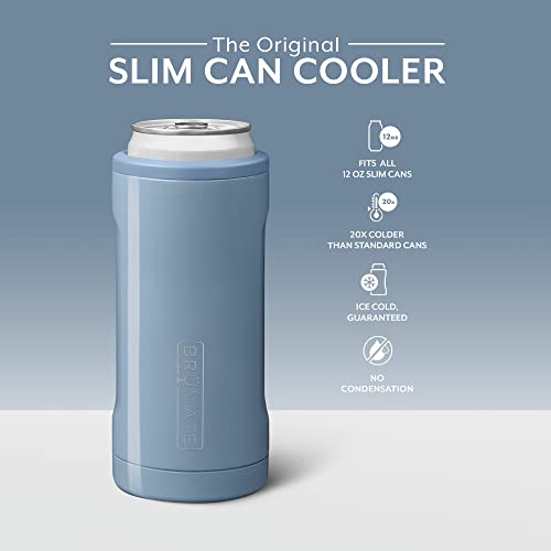  Hopsulator Slim Can Cooler Insulated For 12oz Slim Cans | Skinny Can Coozie Insulated Stainless Steel Drink Holder For Hard Seltzer, Beer, Soda, And Energy Drinks (Denim)