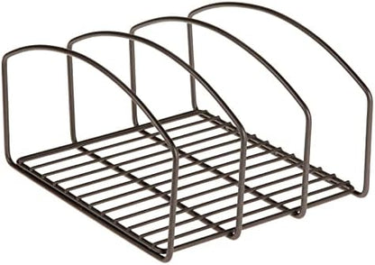 MDesign Steel Cookware Holder, Storage Organizer Rack With Three Slots For Kitchen Cabinet, Pantry, Holds Pans, Pots, Lids, Cookie Sheets, Cutting Boards - Concerto Collection - Bronze