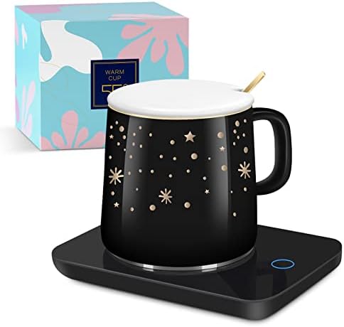  Mug Warmer, Upgrade Coffee Warmer For Desk With 3 Temperature Settings, Fast Heating Cup Warmer 12 Timer, 4H Auto Shut Off, Gravity Sensor, Keep Best Temp For Tea,Beverage,Milk -Black