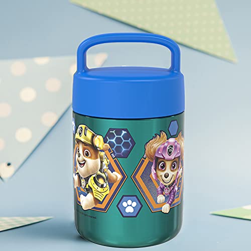  Kids' Vacuum Insulated Stainless Steel Food Jar With Carry Handle, Thermal Container For Travel Meals And Lunch On The Go, 12 Oz, PAW Patrol
