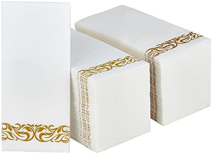  200 PACK Guest Towels Disposable Bathroom, Soft And Linen-Like Disposable Hand Towels, Decorative Bathroom Napkins For Party,Dinners, Wedding, Silver