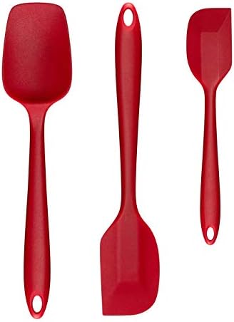 Omefavor 3-piece Silicone Spatula Set Heat-Resistance Baking Rubber Spatulas BPA Free Red