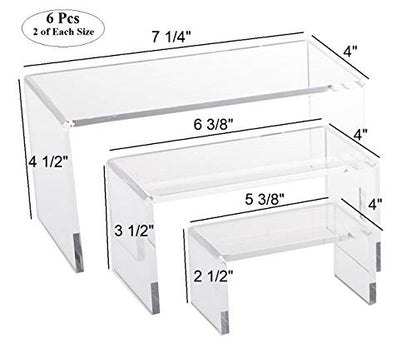  12 Piece Set - Clear Acrylic Display Risers, Acrylic Clear Riser Sets Display Stand For Jewelry, Baked Goods, Bakery Use, Collectibles, Figures/Figurines