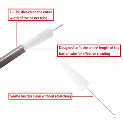  Home Servz Deluxe 304 Stainless Steel Turkey Baster Syringe Injector Needle With Cleaning Brush- Newest Black Silicone Bulb