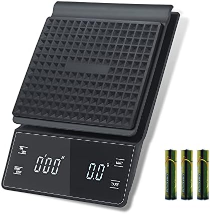 Digital Coffee Scale, Rechargeable Espresso Scale Coffee Scale With Timer, High Precision 0.1g/3kg Kitchen Scale For Food, Drip Espresso Pour Over Scale Back-Lit LED Display (Type-C Charger)