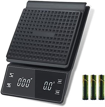  Digital Coffee Scale, Rechargeable Espresso Scale Coffee Scale With Timer, High Precision 0.1g/3kg Kitchen Scale For Food, Drip Espresso Pour Over Scale Back-Lit LED Display (Type-C Charger)