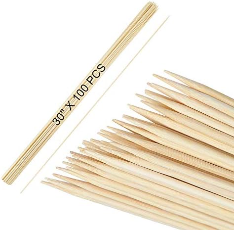  6" Natural Bamboo Skewers For BBQ，Appetiser，Fruit，Cocktail，Kabob，Chocolate Fountain，Grilling，Barbecue，Kitchen，Crafting And Party. Φ=4mm, More Size Choices 8"/10"/12"/14"/16"/30"(100 PCS)