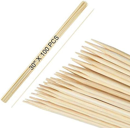  6" Natural Bamboo Skewers For BBQ，Appetiser，Fruit，Cocktail，Kabob，Chocolate Fountain，Grilling，Barbecue，Kitchen，Crafting And Party. Φ=4mm, More Size Choices 8"/10"/12"/14"/16"/30"(100 PCS)