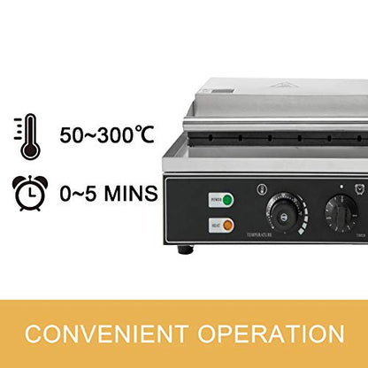  Commercial Rectangle Waffle Maker 10pcs Nonstick Electric Waffle Maker Machine Stainless Steel 110V Temperature And Time Control Heart Waffle Maker Suitable For Restaurant Snack Bar