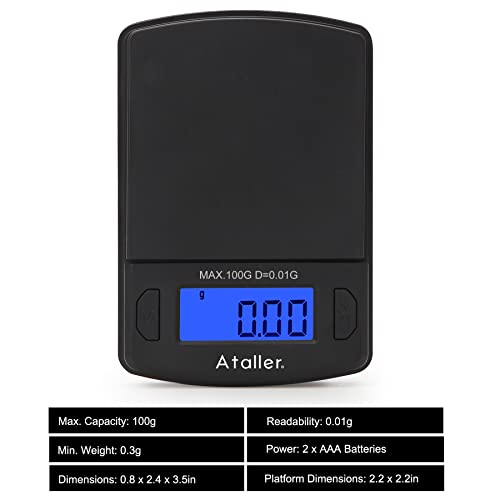  Mini Digital Pocket Scale, 100g By 0.01g, Digital Grams Scale, Jewelry Scales, Battery Included (Max: 100g D=0.01g)