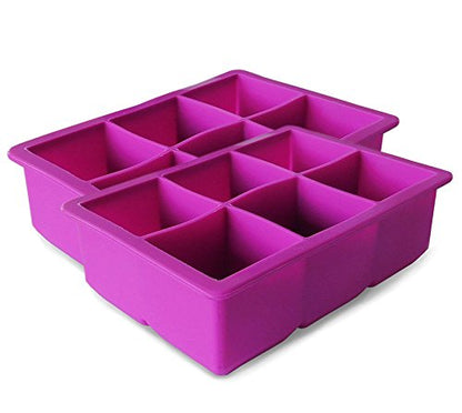  Ice Cube Mold Silicone Ice Cube Tray Large Squares 2 X 6 Big Ice Cube Molds Set - Makes 12 Cubes! The Large Ice Cube Molds Made From Food Grade Silicone & Are Reusable