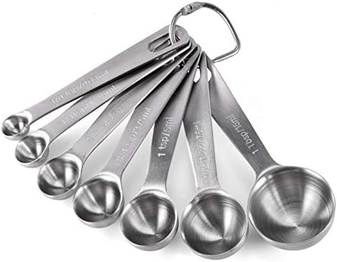  Measuring Spoons: U-Taste 18/8 Stainless Steel Measuring Spoons Set Of 7 Piece: 1/8 Tsp, 1/4 Tsp, 1/2 Tsp, 3/4 Tsp, 1 Tsp, 1/2 Tbsp & 1 Tbsp Dry And Liquid Ingredients
