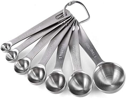  Measuring Spoons: U-Taste 18/8 Stainless Steel Measuring Spoons Set Of 7 Piece: 1/8 Tsp, 1/4 Tsp, 1/2 Tsp, 3/4 Tsp, 1 Tsp, 1/2 Tbsp & 1 Tbsp Dry And Liquid Ingredients