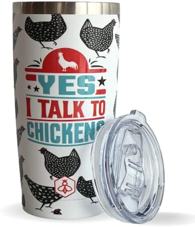  Chicken Gifts For Chicken Lovers Chickens Travel Coffee Mug W/Slider Lid | 20oz Spill Proof Insulated Coffee Tumbler | Chicken Mug | Great Gift For Birthday Or Christmas