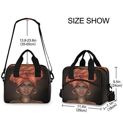  Insulated Cooler Lunch Bag African American Woman Lunch Box For Office Work Picnic Hiking Beach Organizer With Adjustable Shoulder Strap