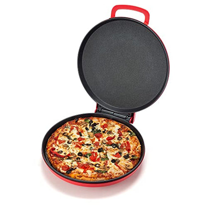 Zenith Versa Grill Non-Stick Pizza Maker Machine For Home, Calzone Maker, Pizza Oven Converts To Electric Indoor Grill, Red