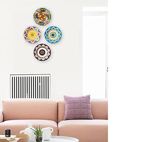  6pcs Wall Decoration Plate Display Rack Plate Hook 10-inch Wall Hanging Plate Hook, 6 Traceless Hooks, 24 Transparent Protective Covers
