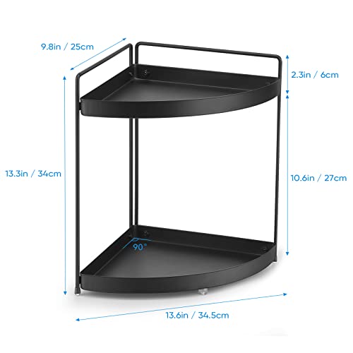  Lvssci 2 Tier Corner Shelf Rack Kitchen Counter Cabinet Bathroom Organizer Makeup Cosmetic Countertop Organization And Storage Under Sink Organizers Perfume Trays For Dresser Black
