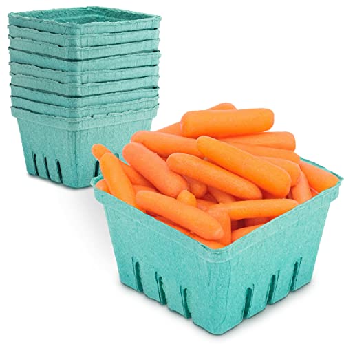  [44 Pack] Quart Green Molded Pulp Fiber Berry Basket Produce Vented Container For Fruit And Vegetable, Farmer Market, Grocery Stores And Backyard Party