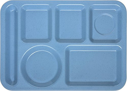 Left-Hand Heavyweight 6-Compartment Melamine Tray 10" X 14" - Sandshade