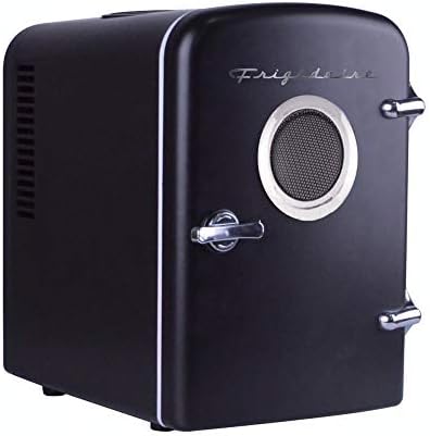FRIGIDAIRE EFMIS151 Mini Portable Compact Personal Home Office Fridge Cooler BUILT IN SPEAKER, 4L Capacity, Chills Six 12 Oz Cans, 100% Freon-Free & Eco Friendly, Includes Bonus Car Charger